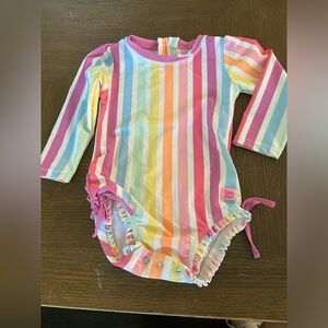 Ruffle Butts rash guard swim suit